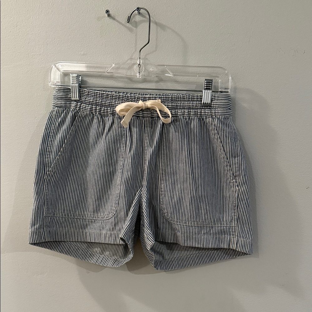 Navy Striped High Waist Women's Shorts